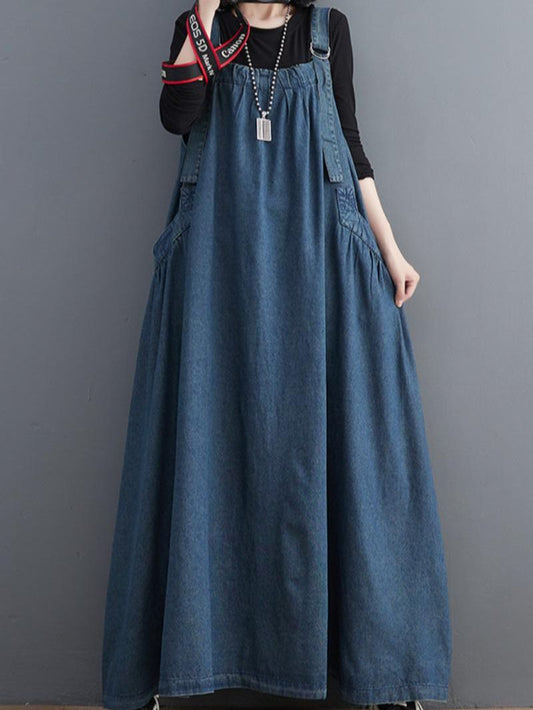 Denim Spaghetti Strap Sleeveless Temperament Dress