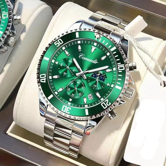 Reloj verde plateado