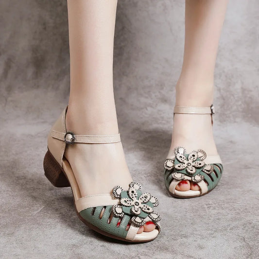 Leather Sandals Beige