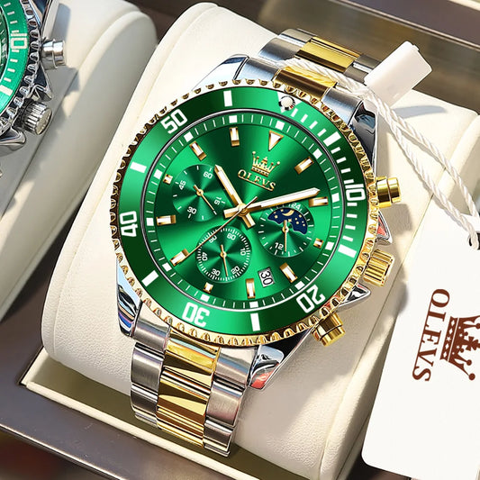 Chronograph Watch Gold Green