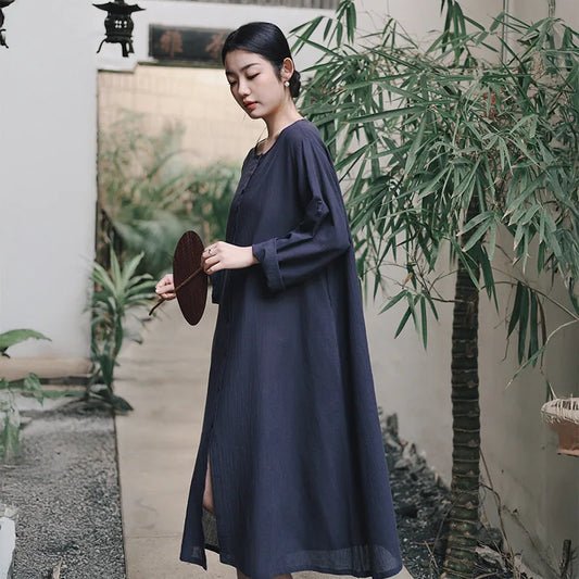 Cotton Dress Navy Blue