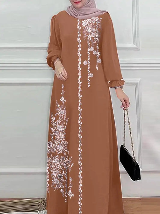 Jilbab Printed Brown