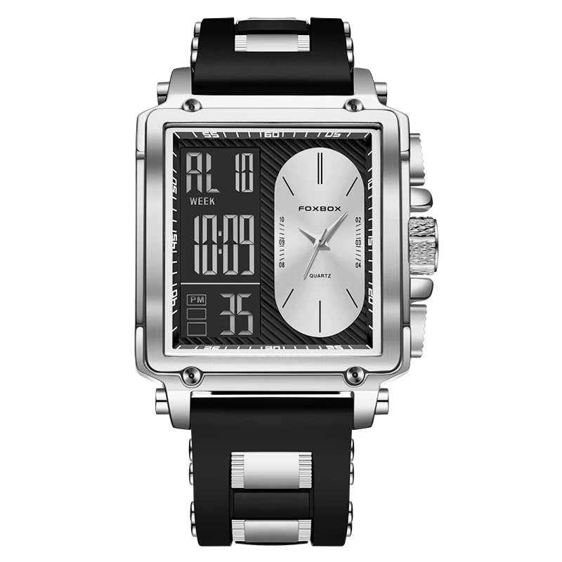 Square Watch Silver Black