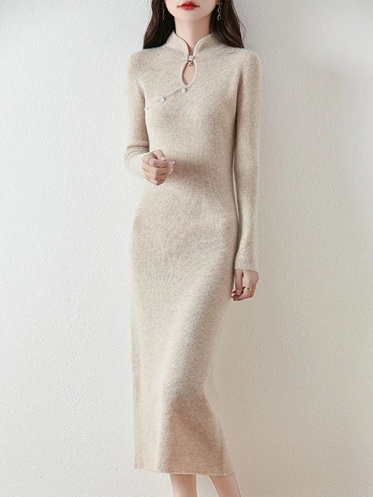 Wool Dress Milk Camel