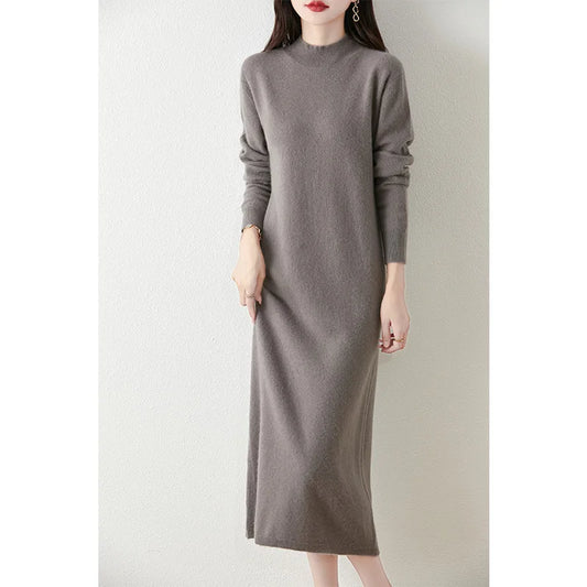 Wool Long Dress Shi Gray