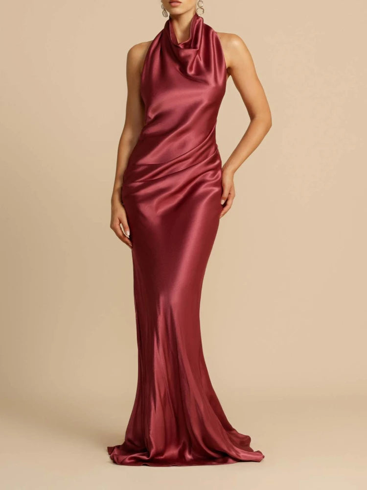 Satin Dress Burgundy