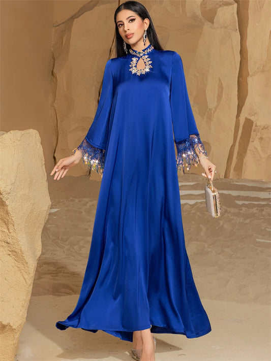 Satin Abaya Blue