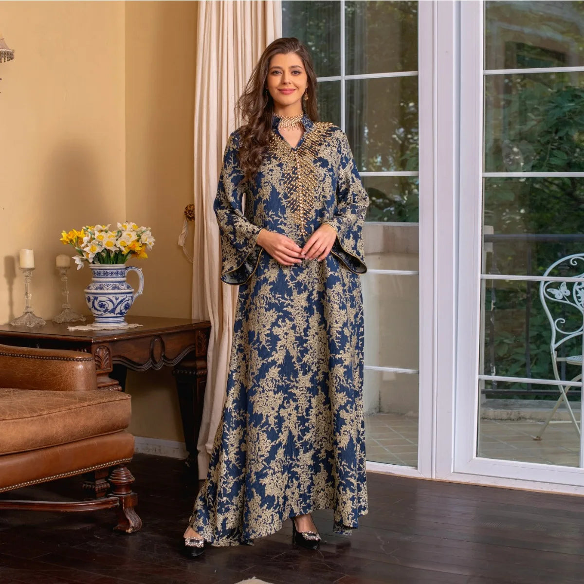 Embroidery Abaya Blue
