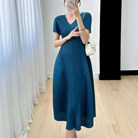 Pleated Dress Peacock Blue