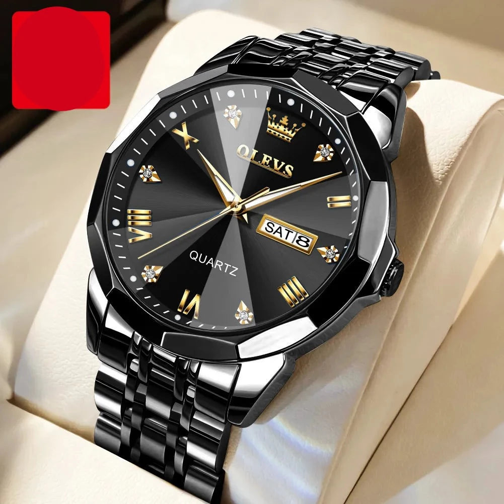 Reloj negro con pulsera stainless steel