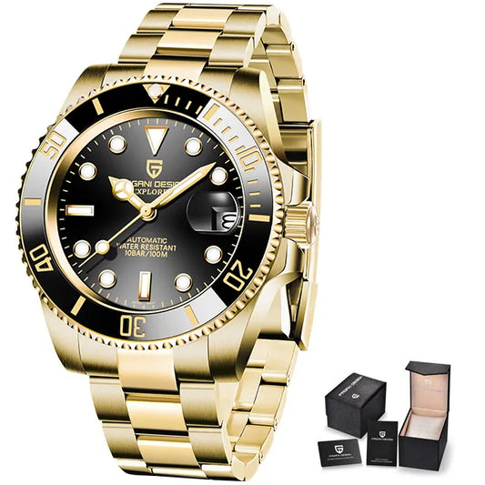 Reloj empresarial negro dorado