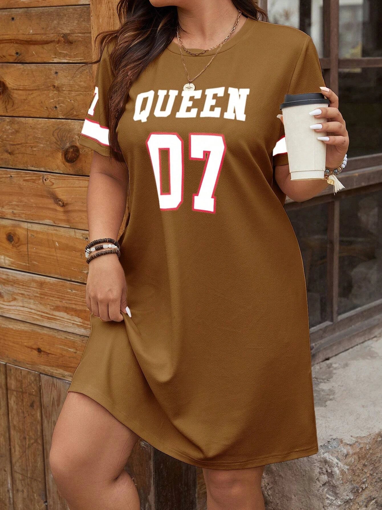 Plus Size Women's Summer Pattern Sporty Casual Tenniscore Dress