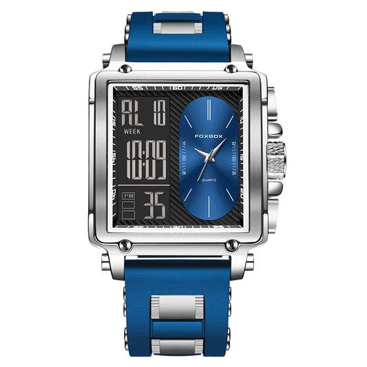 Square Watch Silver Blue