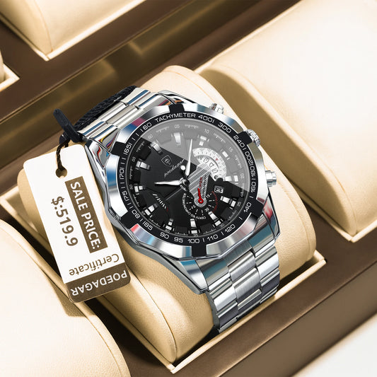 Men's Clock Waterproof Luminous Calendar Stainless Steel Quartz