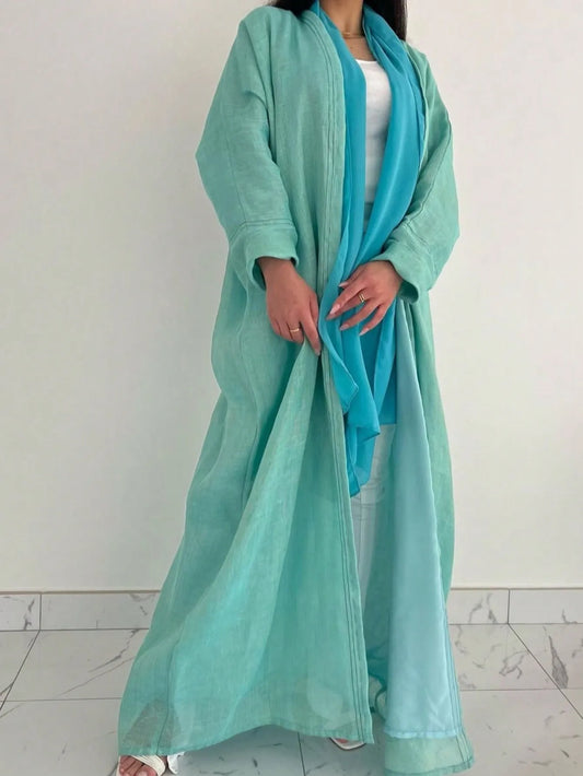 Open Abaya Green