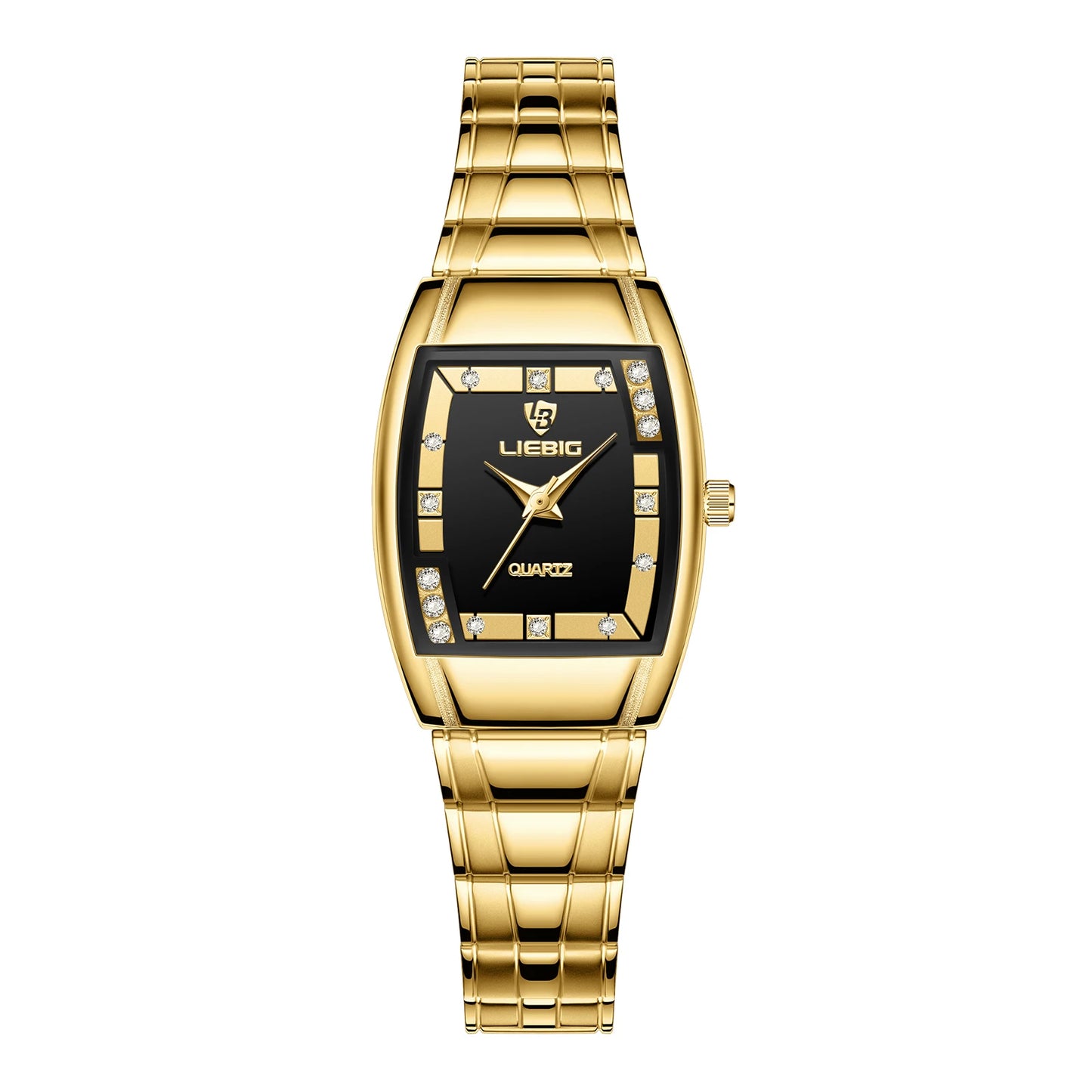Women Clock Black Gold