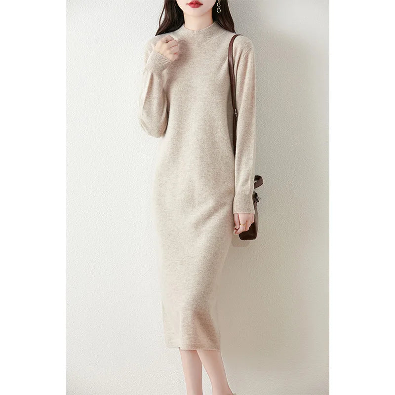 Wool Long Dress Milk Camel