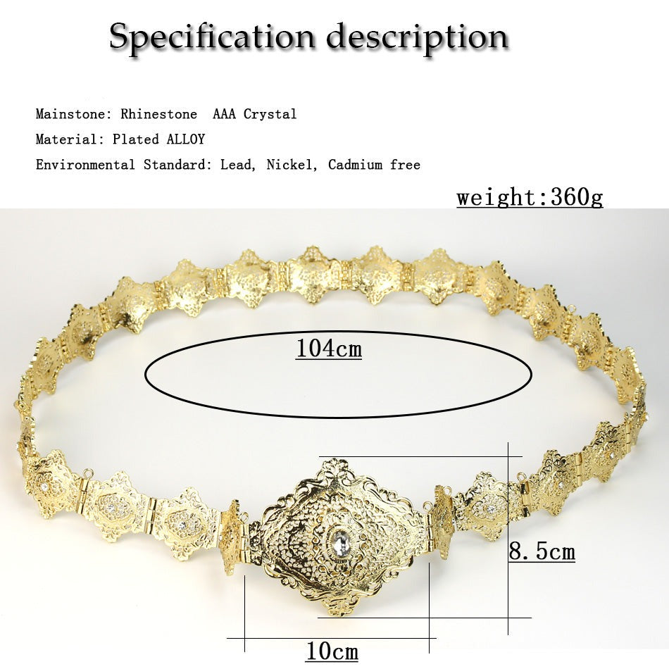 Morocco Caftan Belt for Women Arabesque Ethnic Wedding Body Jewelry