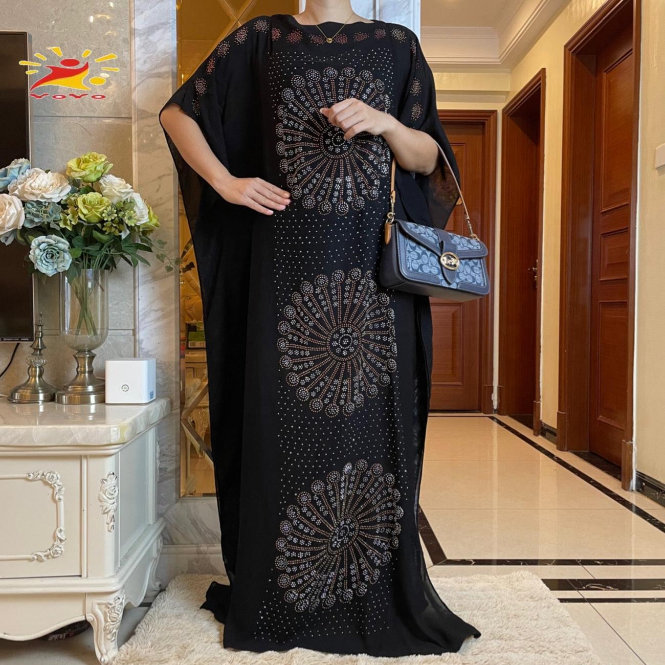 High Quality Kaftan Abaya African Women Dresses Short Sleeve Loose