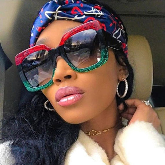 Oversized Square Sunglasses Women Brand Designer Clear Lenses