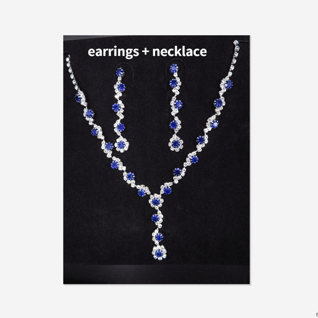 Trendy Blue Water Drop Rhinestones Women Necklace With Pendent