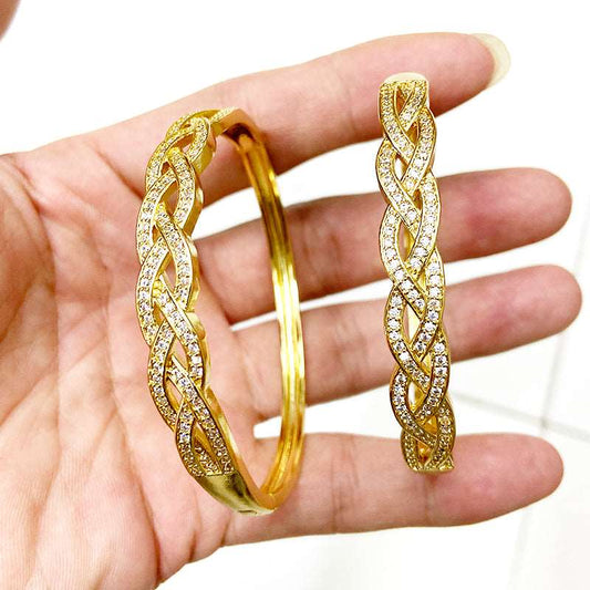 5 Pcs18K gold Plated Jewelry bangle Pave Zircon for women
