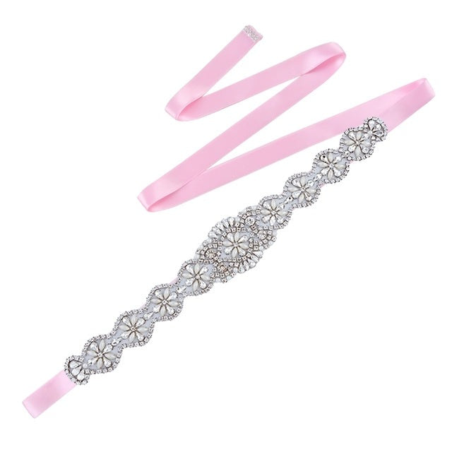 Luxury Bridal Belt Shiny Rhinestone Pearl Sashes Wedding Accessories
