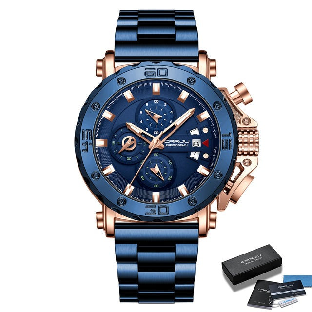 Luxury Big Dial Stainless Steel Waterproof Chronograph Wristwatches