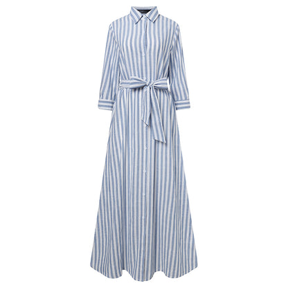 Dress Long Sleeve Buttons Maxi Long Dress Elegant Shirt