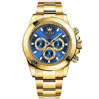 Reloj dorado azul