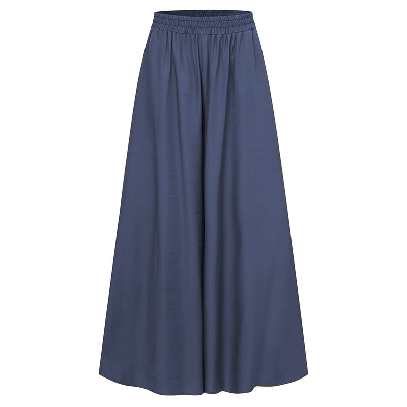 Women's Solid Color Wide Full-Length Casual Pants