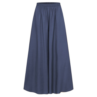 Women's Solid Color Wide Full-Length Casual Pants