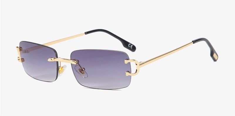 Retro rectangular sunglasses rimless male female uv400