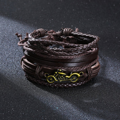 4Pcs/ Set Braided Wrap Leather Bracelets