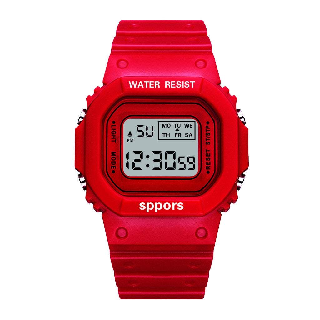 Transparent Digital Watch Square Sports Electronic Wrist Watch