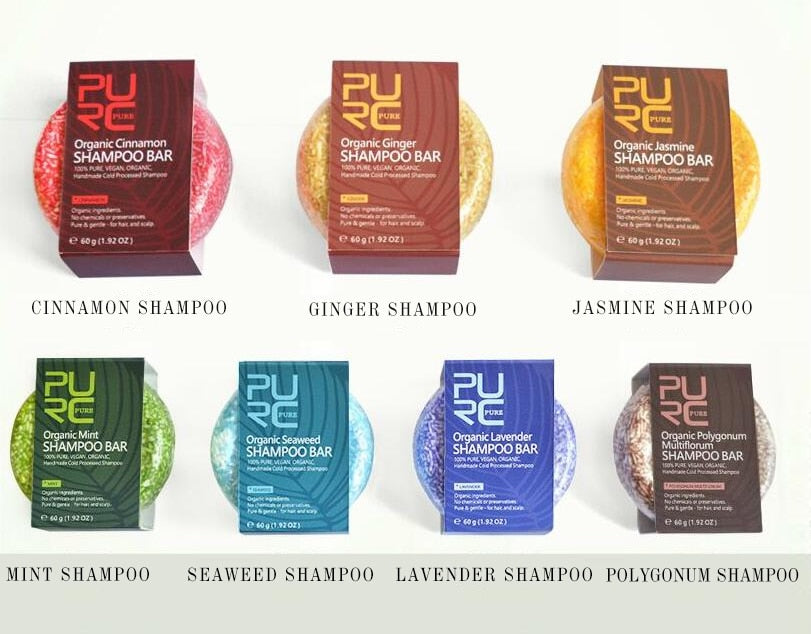 7 types PURC Organic shampoo soap Vegan handmade anti-dandruff