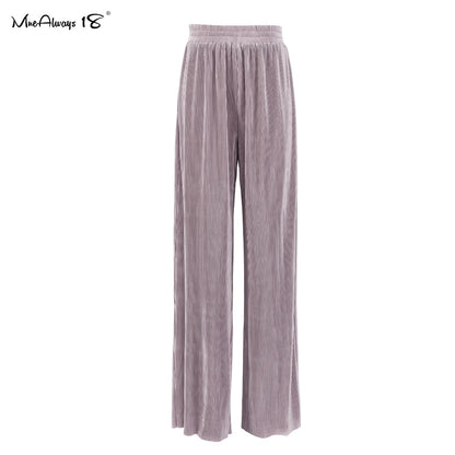 Beige Pleated Wide Leg Pants Womens Pants