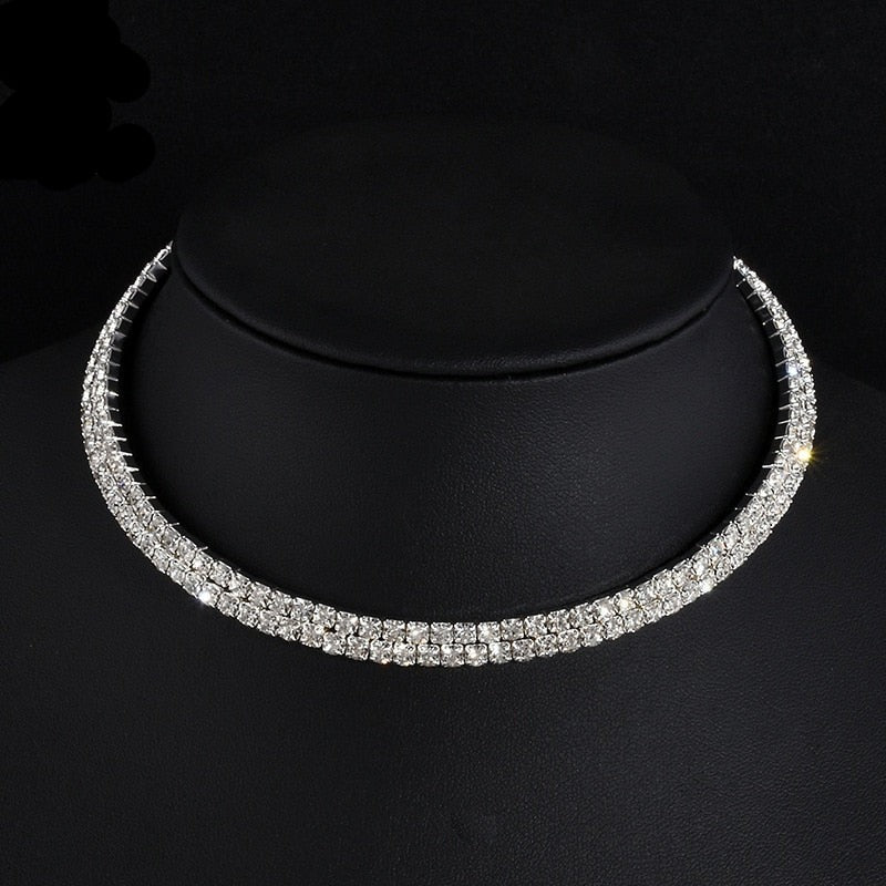 Bridal Fashion Crystal Rhinestone Choker Necklace Women