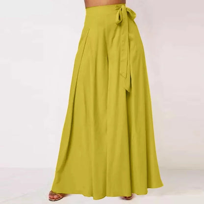 Pantalón ancho amarillo de mujer