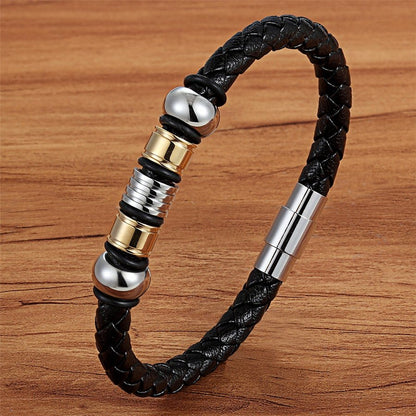 Leather Genuine Braided Punk Rock Bangles