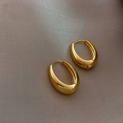 Copper Alloy Smooth Metal Hoop Earrings For Women