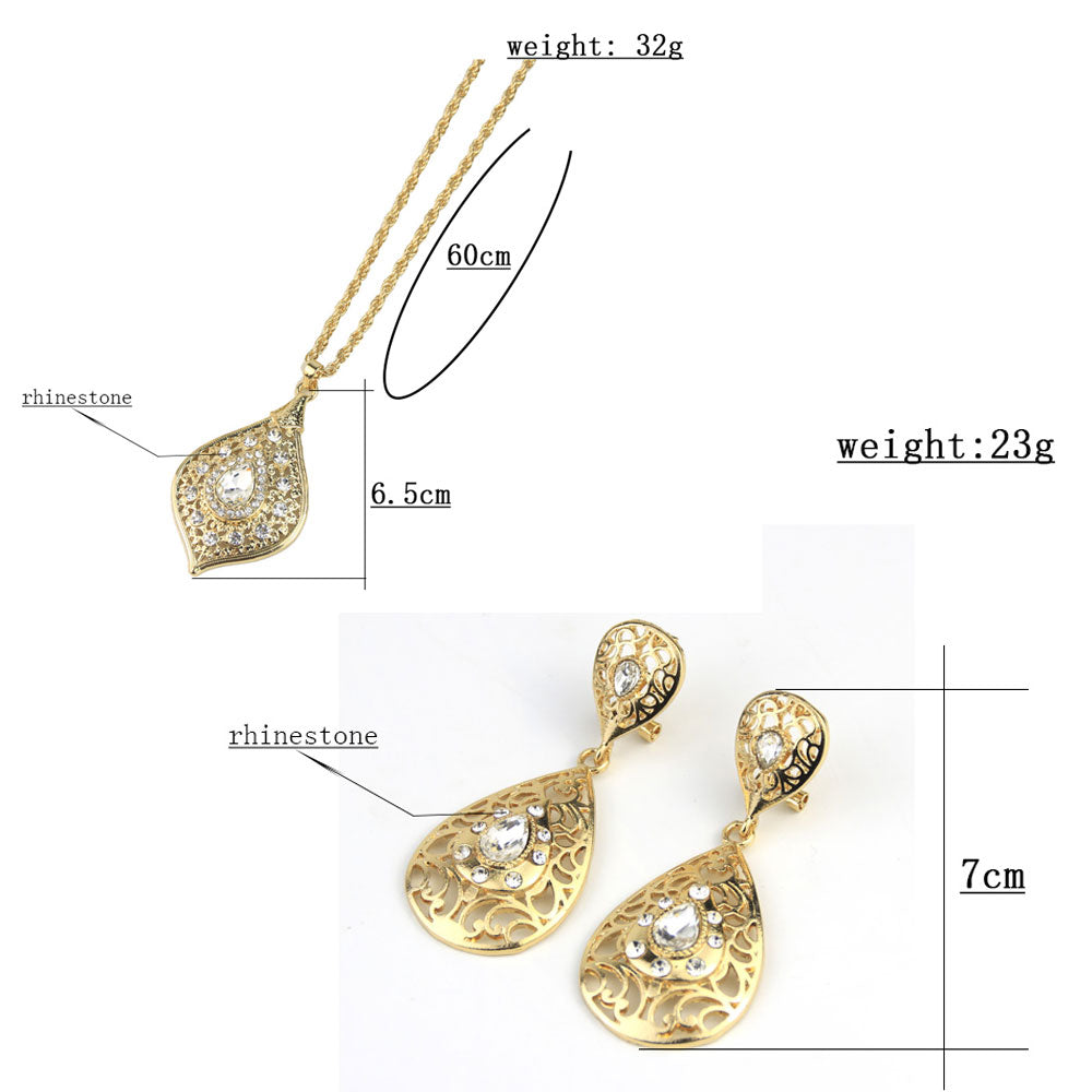4 pcs Golden Crown Earring Necklace Bracelet