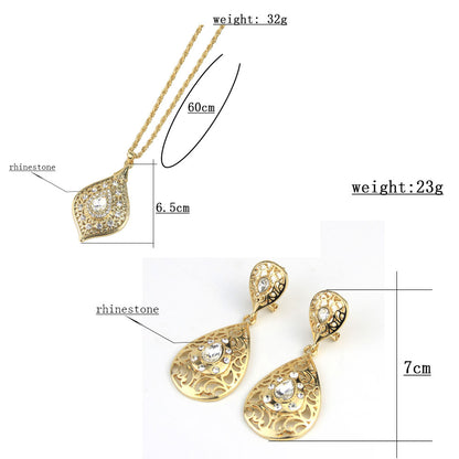 4 pcs Golden Crown Earring Necklace Bracelet