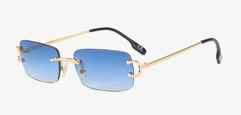 Retro rectangular sunglasses rimless male female uv400