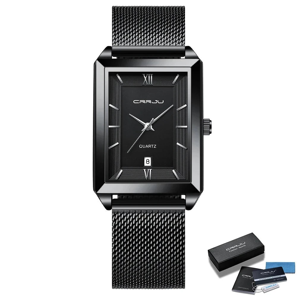 Reloj masculino de lujo negro con caja