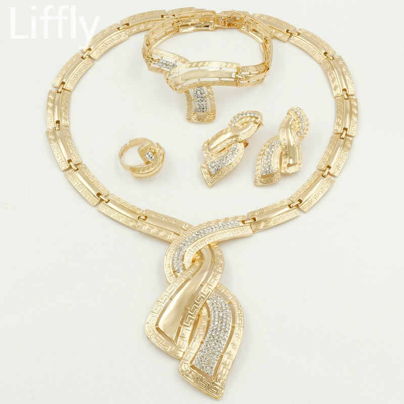 Crystal Necklace Hoop Earrings Italian Bridal Jewelry Sets
