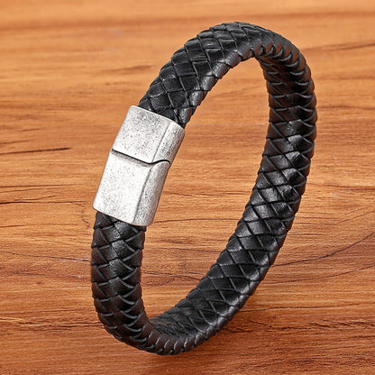 Leather Genuine Braided Punk Rock Bangles