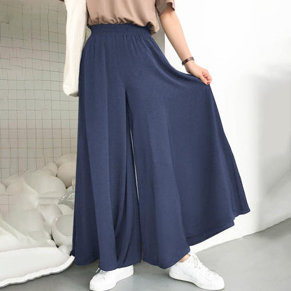 Women's Solid Color Wide Full-Length Casual Pants