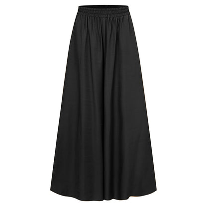 Women's Solid Color Wide Full-Length Casual Pants