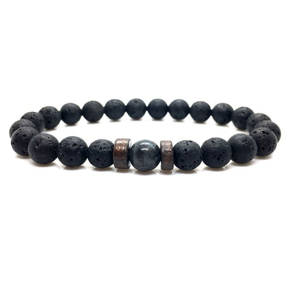 Lava Stone Men Bracelet Natural Moonstone Bead